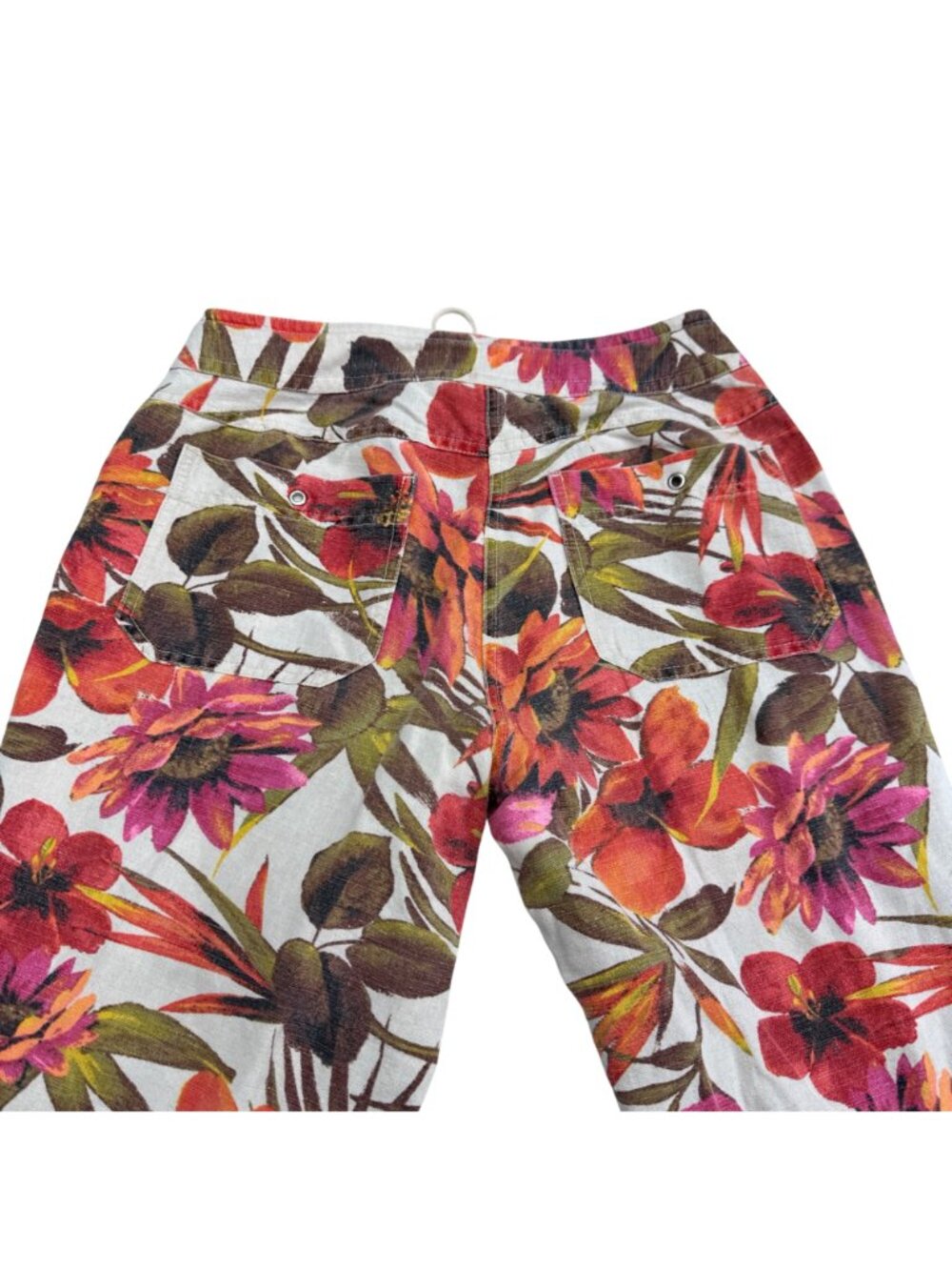 Chico's Women's Tropical Floral Print Linen Blend Cropped Pants, Size 1 /US M - Picture 5 of 10